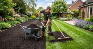 Applying Compost Topdressing to a Healthy Lawn