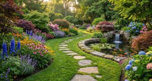 Installing Stepping Stones in a Backyard Garden